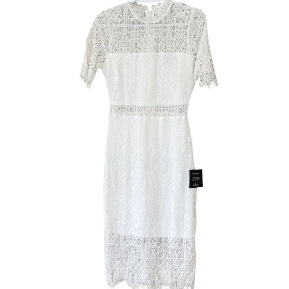 Lulu's Women's Remarkable Sheer Lace Short Sleeve Dress White Size S NWT - Picture 3 of 12